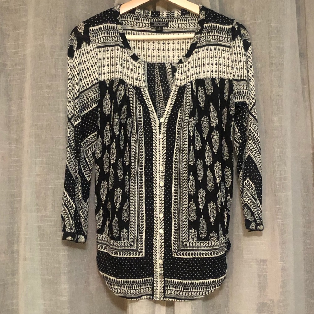LUCKY Black and White Boho Top